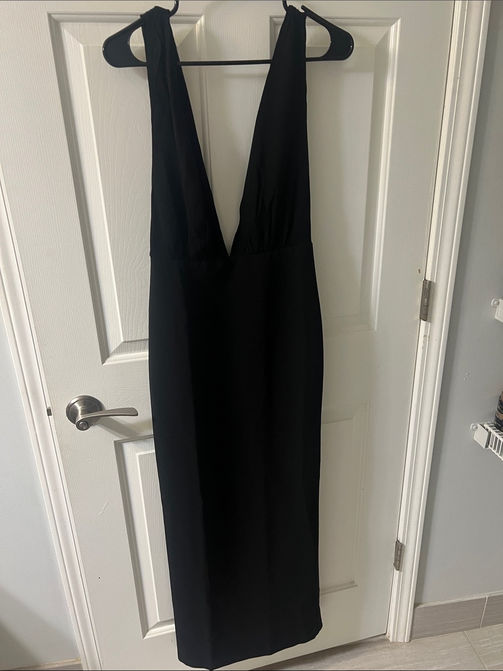 Reformation Black Plunge Midi Dress - Picture 2 of 3